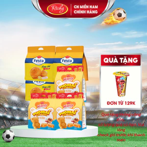 Combo 6 bánh mix vị, Bánh mì hoa cúc ngàn lớp Fes'ta, Bánh Karo gấu phô mai, HSD 35-45 ngày