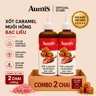 Combo 2 Chai Xốt Caramel Muối Hồng Aumis 640gr – Béo Mặn Chuẩn Vị Pha Chế Cho Quán Cafe, Gia Đình