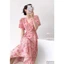 Đầm Cati hoa cổ V buộc đai eo 2 màu A1685