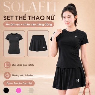 Bộ Váy Thể Thao Nữ Cao Cấp Áo Co Giãn - Chân Váy Quần Cạp Cao Tập Gym Yoga Tennis Pickleball 549