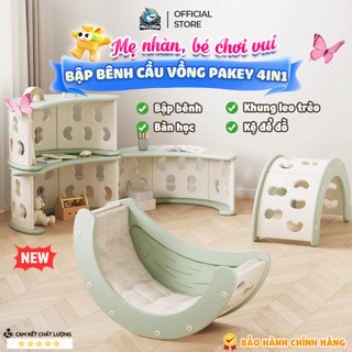 Bập Bênh Cầu Vồng Cho Bé PAKEY 4in1 Mới 2026, Bập Bênh Đa Năng Kèm Đệm Ngồi Êm Ái, Nhựa Nguyên Sinh An Toàn - RH05