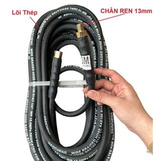 Dây Rửa Xe Áp Lực Cao LÕI THÉP 10,15,20m ren 13mm, ống dây xịt rửa xe cho máy curoa kéo
