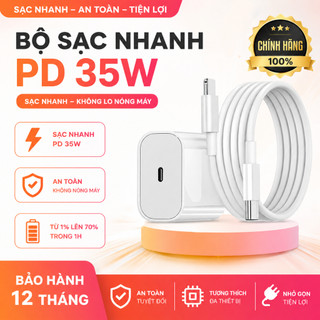 [ Sạc K Nhanh Hoàn Tiền ] Bộ Củ Cáp Sạc Nhanh 35W Củ Sạc PD 35W Dây sạc dù,  Sạc nhanh an toàn cho iPhone 15 16 17