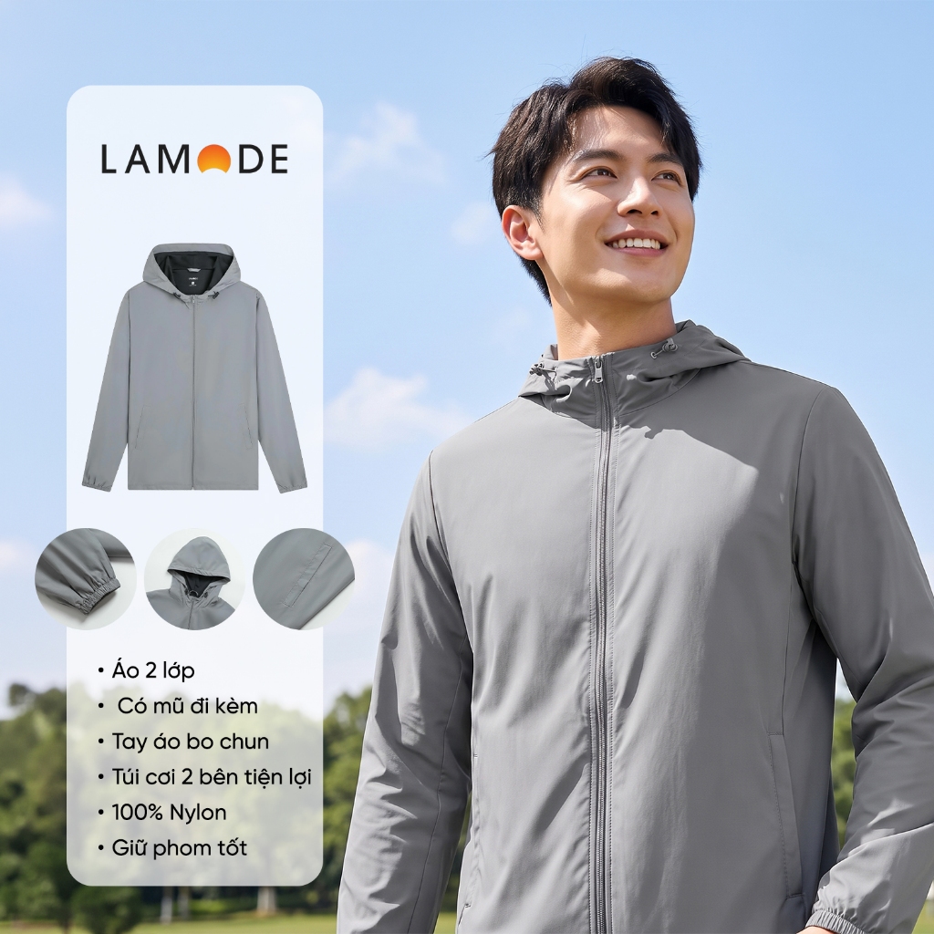 Áo Khoác Nam 2 Lớp Lamode Regular Fit Chất Nylon Bóng Mịn Chống Thấm Nước Có Nón LJK002BZ