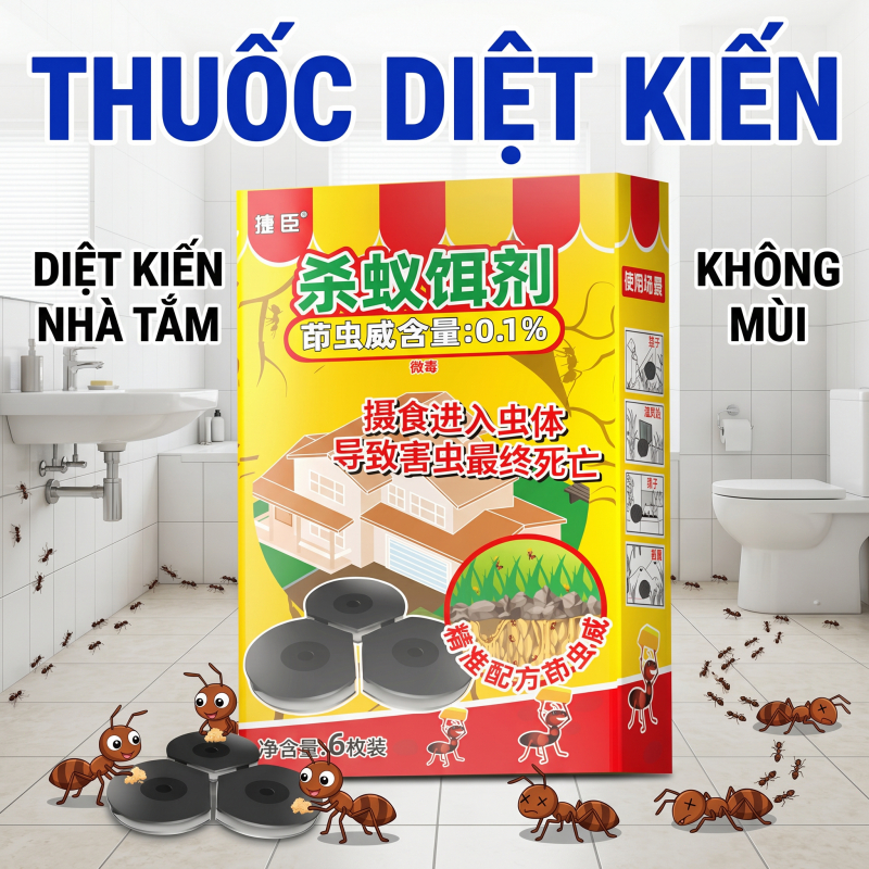 🐜Mồi diệt kiến 2in1🐜 Hộp 6 bẫy diệt kiến, tiêu diệt tổ kiến, đuổi kiến trong nhà, công thức đậm đặc, dễ sử dụng.