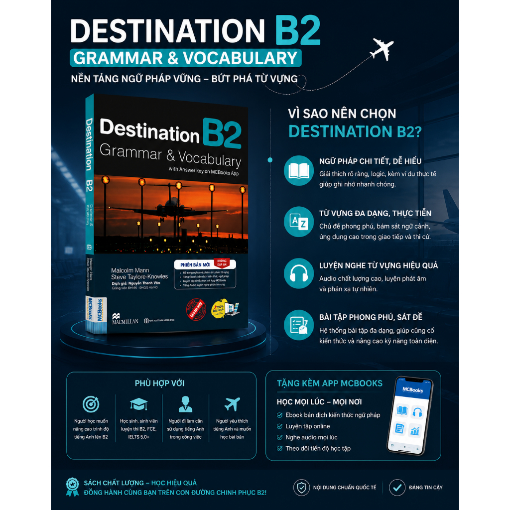 Sách - Destination B2 Grammar and Vocabulary Tặng Audio và bài tập thực hành MCBooks