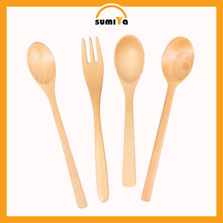 Muỗng Nĩa Gỗ Beech Gỗ Tự Nhiên Muỗng Cà Phê, Muỗng Ăn Cơm SUMIYA