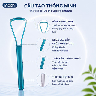 Dụng Cụ Cạo Lưỡi Inochi ( Pack 3 Chiếc): Nhựa PETG, Loại Bỏ Vi Khuẩn, Hơi Thở Thơm Tho
