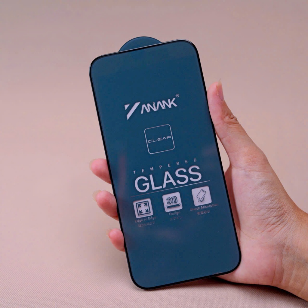 Kính cường lực ANANK 3D ko lẹm viền chống bám mồ hôi vân tay chống trầy xước dành cho iphone 16 promax 17 pro 17 promax