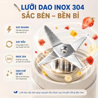 (HCM HỎA TỐC) Máy Xay Sinh Tố Bear BL 4H04M 2 cốc 0.4L và 0.35L, Đa Năng, Động Cơ Khỏe, Tốc Độ Xay Nhanh, Lưỡi Inox 304