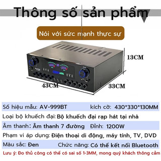 Starklok AV-999BT amply bluetooth karaoke 1200W biến áp vòng kép âm thanh 7.1 gia đình