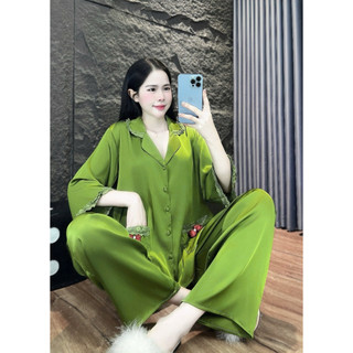 Đồ Bộ Pijama  Lụa LaTin Tơ Tằm Tay Lỡ Thiết Kế Nữ (Có Túi Quần 40kg-60kg)