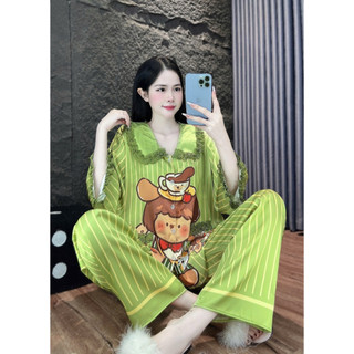 Đồ Bộ Pijama  Lụa LaTin Tơ Tằm Tay Lỡ Thiết Kế Nữ (Có Túi Quần 40kg-60kg)
