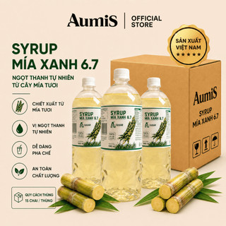 Đường Nước Mía Aumis 1 Lít – 1 Thùng 15 Chai – Ngọt Thanh 6.7 Brix – Pha Chế Cà Phê, Trà Sữa