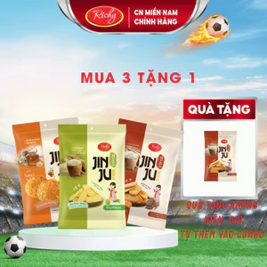 Tổng 4 gói bánh gạo Hàn Quốc Jinju Richy vị cốm sữa ganjang mật ong và bò nướng tiêu