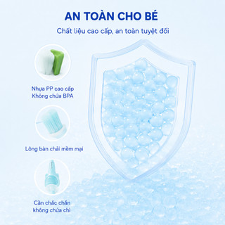 Bàn Chải Đánh Răng Cho Bé 1-5 Tuổi Kumho HQ16 Lông Nano Siêu Mềm Đầu Nhỏ Cán Chống Trượt Chân Hút