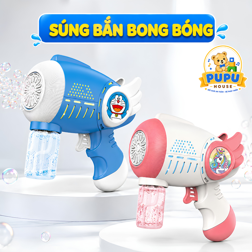 Súng Bong Bóng Xà Phòng Máy Bắn Bong Bóng Thổi Súng Bắn Bong Bóng Tự Động Gậy Thổi Bong Bóng - PUPU HOUSE