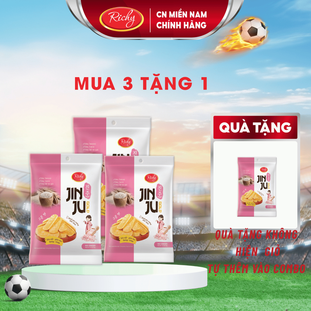 [MUA 3 TẶNG 1] Bánh Gạo JINJU RICHY muối hồng Gói 134,4g