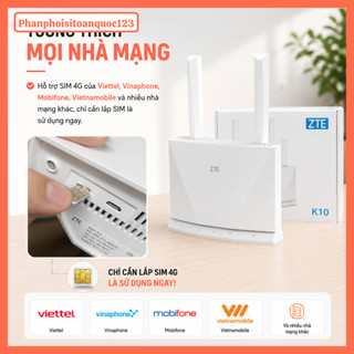 Router Phát WiFi 4G LTE ZTE K10 – Tốc Độ 150Mbps – Pin 2000mAh – Kết Nối 32 Thiết Bị – Có Cổng LAN