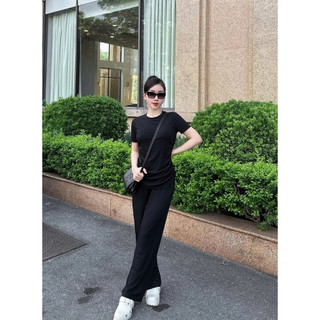 Đồ bộ nữ quần ống suông , Bộ quần áo Thun Nữ ngắn tay size 40-60 kg, chất thun tăm mềm mại co dãn mặc thoải mái
