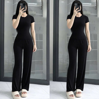 Đồ bộ nữ quần ống suông , Bộ quần áo Thun Nữ ngắn tay size 40-60 kg, chất thun tăm mềm mại co dãn mặc thoải mái