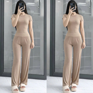 Đồ bộ nữ quần ống suông , Bộ quần áo Thun Nữ ngắn tay size 40-60 kg, chất thun tăm mềm mại co dãn mặc thoải mái
