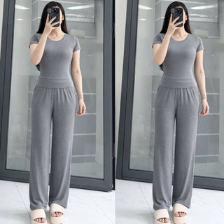 Đồ bộ nữ quần ống suông , Bộ quần áo Thun Nữ ngắn tay size 40-60 kg, chất thun tăm mềm mại co dãn mặc thoải mái