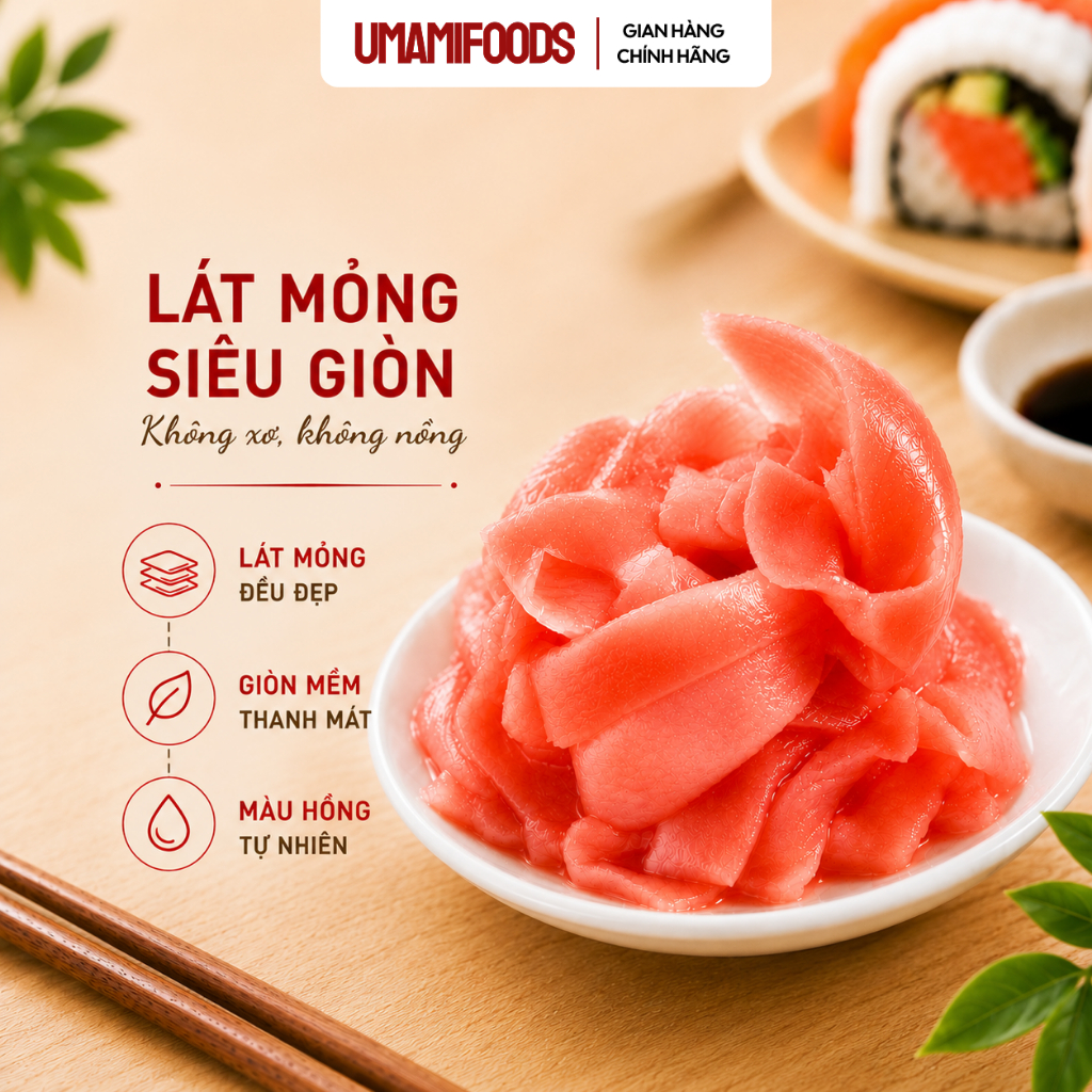 Gừng Hồng Ngâm Chua 1.5kg | Gừng Ngâm Sushi Thái Lan | Gừng Lát Ăn Kèm Sushi Sashimi