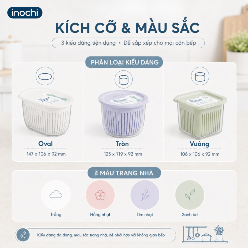 Hộp đựng hành tỏi Inochi - Hokkaido, bảo quản 3 tháng trong tủ lạnh, các loại rau thơm, củ, quả