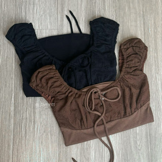 Redo Top | Áo thun ôm phối hoạ tiết phong cách nhẹ nhàng, đơn giản | BYMINTT