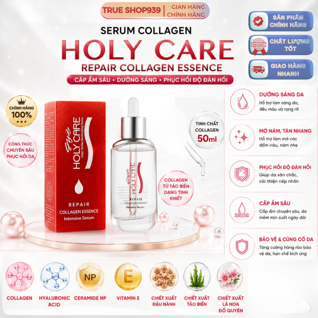 Tinh chất Serum Collagen dưỡng trắng da HOLY CARE mờ nám chống lão hóa 50ML