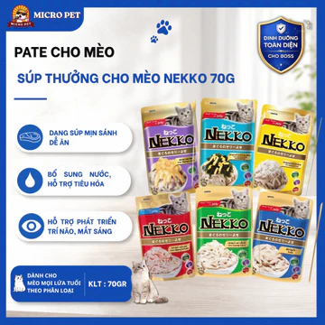 Pate Mèo Nekko Gói 70g,Súp Thưởng Cho Mèo, Nhập Khẩu Thái Lan - Nhiều Vị Bổ Sung Dinh Dưỡng Cho Mèo Lớn Và Mèo Con