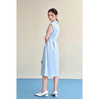 Đầm Công Sở Dáng Suông LAMER FASHION Sát Nách Đai Eo Cổ Sơ Mi Đi Làm Đi Chơi BSTV V63T26H009