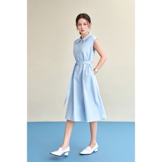 Đầm Công Sở Dáng Suông LAMER FASHION Sát Nách Đai Eo Cổ Sơ Mi Đi Làm Đi Chơi BSTV V63T26H009