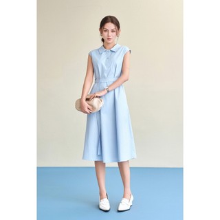 Đầm Công Sở Dáng Suông LAMER FASHION Sát Nách Đai Eo Cổ Sơ Mi Đi Làm Đi Chơi BSTV V63T26H009