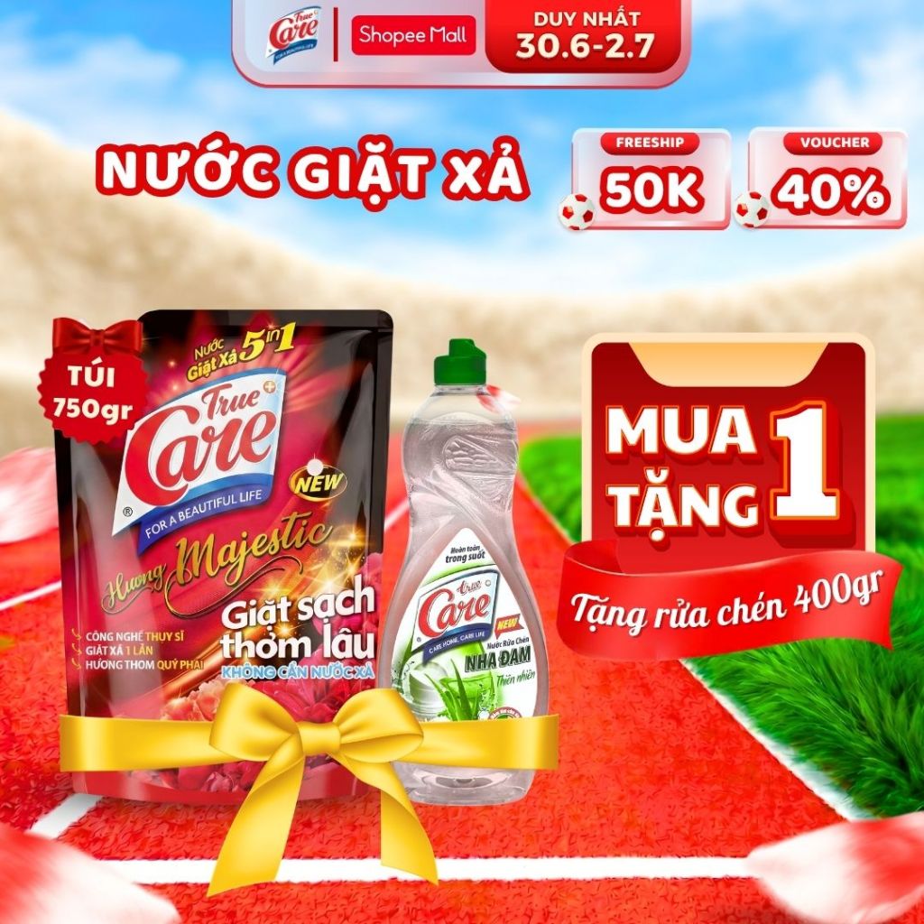 [HD-AFF-MUA 1 TẶNG 1] Mua 1 Túi Nước GIặt Xả True Care 750gr Tặng 1 Chai Nước Rửa Chén Nha Đam 400gr