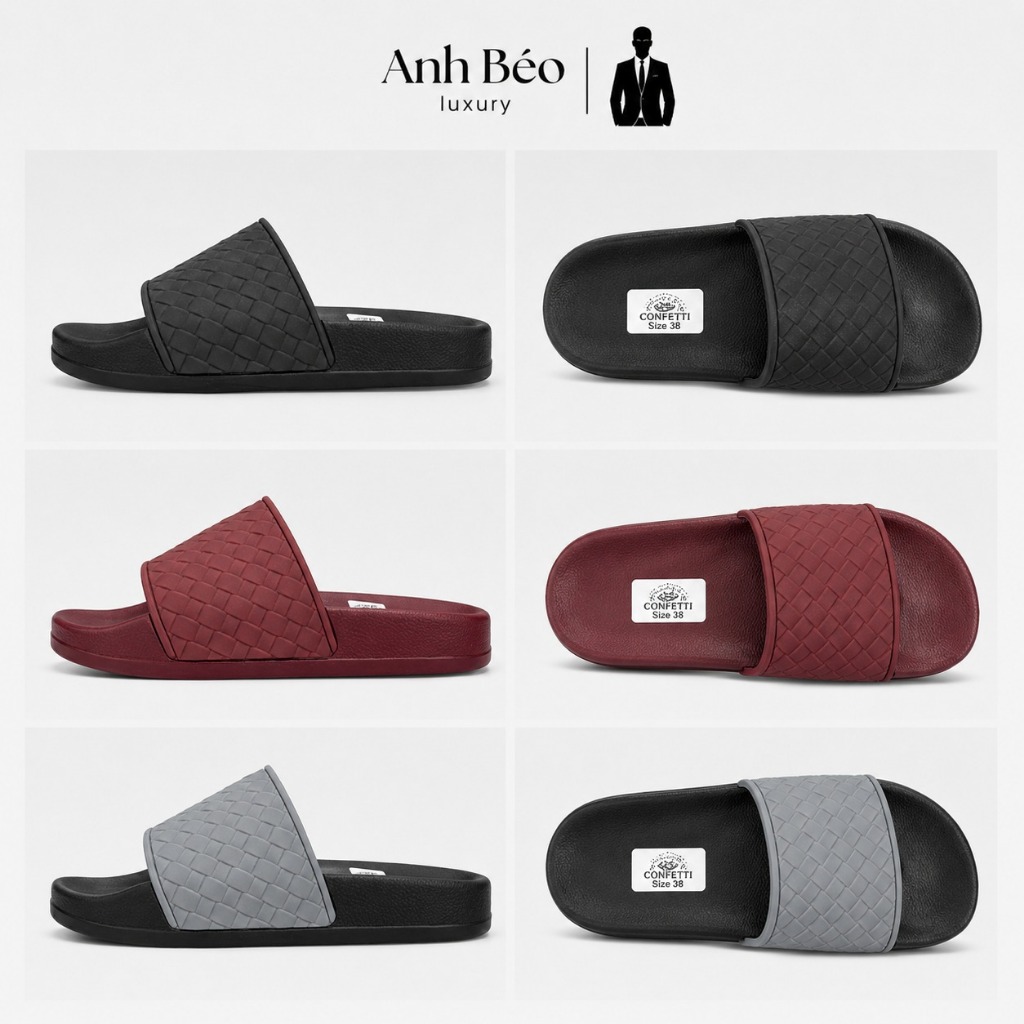 Dép Nam quai ngang - Quai Dép Dập Cao tầng - Đế Tăng Chiều Cao PU Chào Mừng 2026 Size 36-44