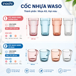 Cốc nhựa Inochi Waso – 360ml/490ml Trong suốt, tiện lợi, an toàn
