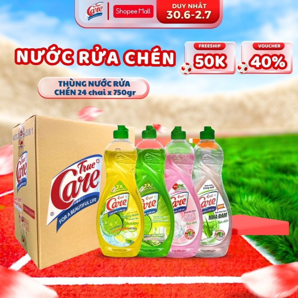 Thùng Nước Rửa Chén Thiên Nhiên True Care  (24chai x 750gr)