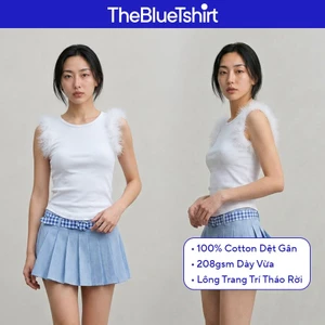 TheBlueTshirt - Áo thun phom dáng body fit cho nữ - Detachable Feather Rib Top - Women