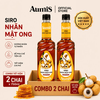 Combo 2 Chai Siro Syrup Nhãn Mật Ong Aumis 750ml - Hương Vị Thơm Ngon, Pha Chế Trà Sữa & Trái Cây