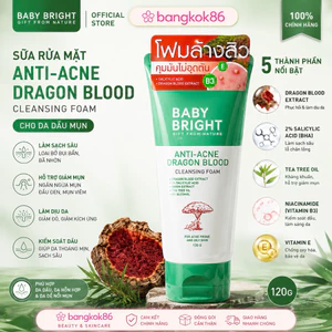 Combo 6 Tuýp Sữa Rửa Mặt Baby Bright Anti Acne Dragon Blood 120g Giảm Mụn Kiểm Soát Dầu Da Mụn Thái La