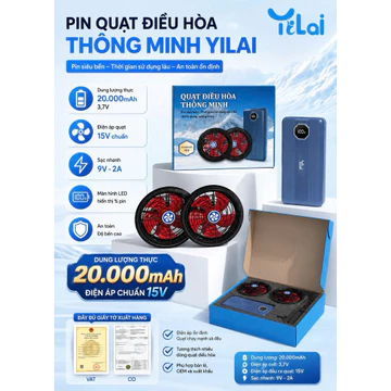 Quạt điều hòa yilai,quạt điều hòa gắn áo pin 75000mah, pin quạt điều hòa 75000mah, phụ kiện quạt điều hòa