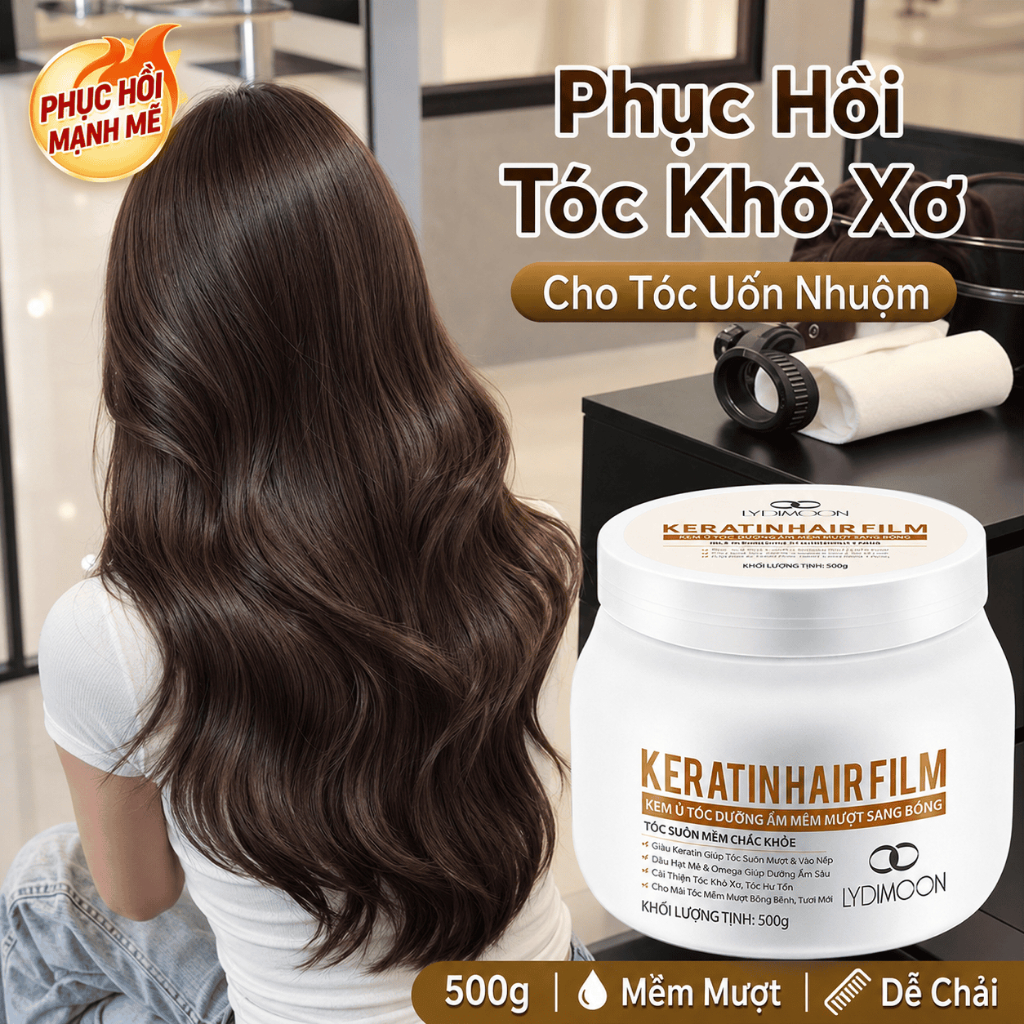 Kem Ủ Tóc Keratin 500g, Phục Hồi Hư Tổn, Tóc Khô Xơ, Dưỡng Mềm Mượt, Tóc Uốn Nhuộm LYDIMOON