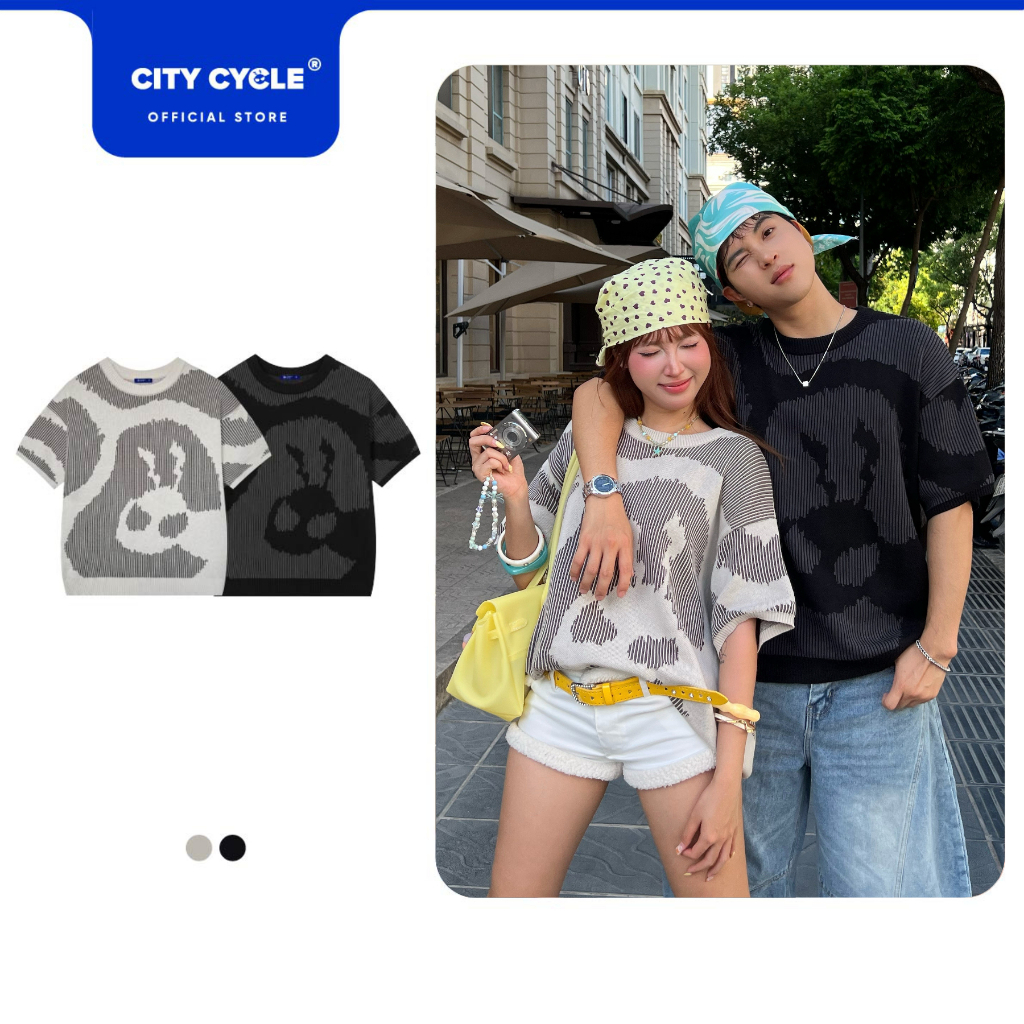 Áo thun len nam nữ ngắn tay Local Brand Chính Hãng City Cycle Áo thun Len Excited