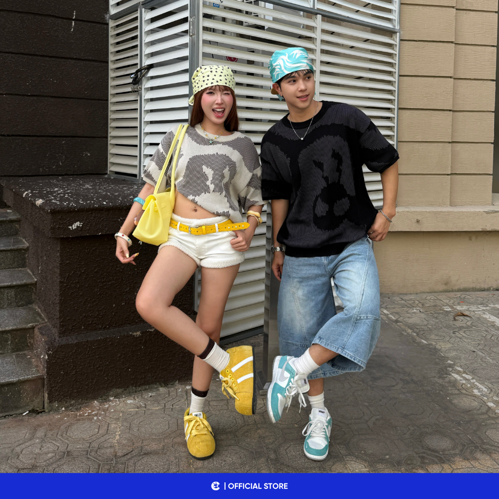 Áo thun len nam nữ ngắn tay Local Brand Chính Hãng City Cycle Áo thun Len Excited