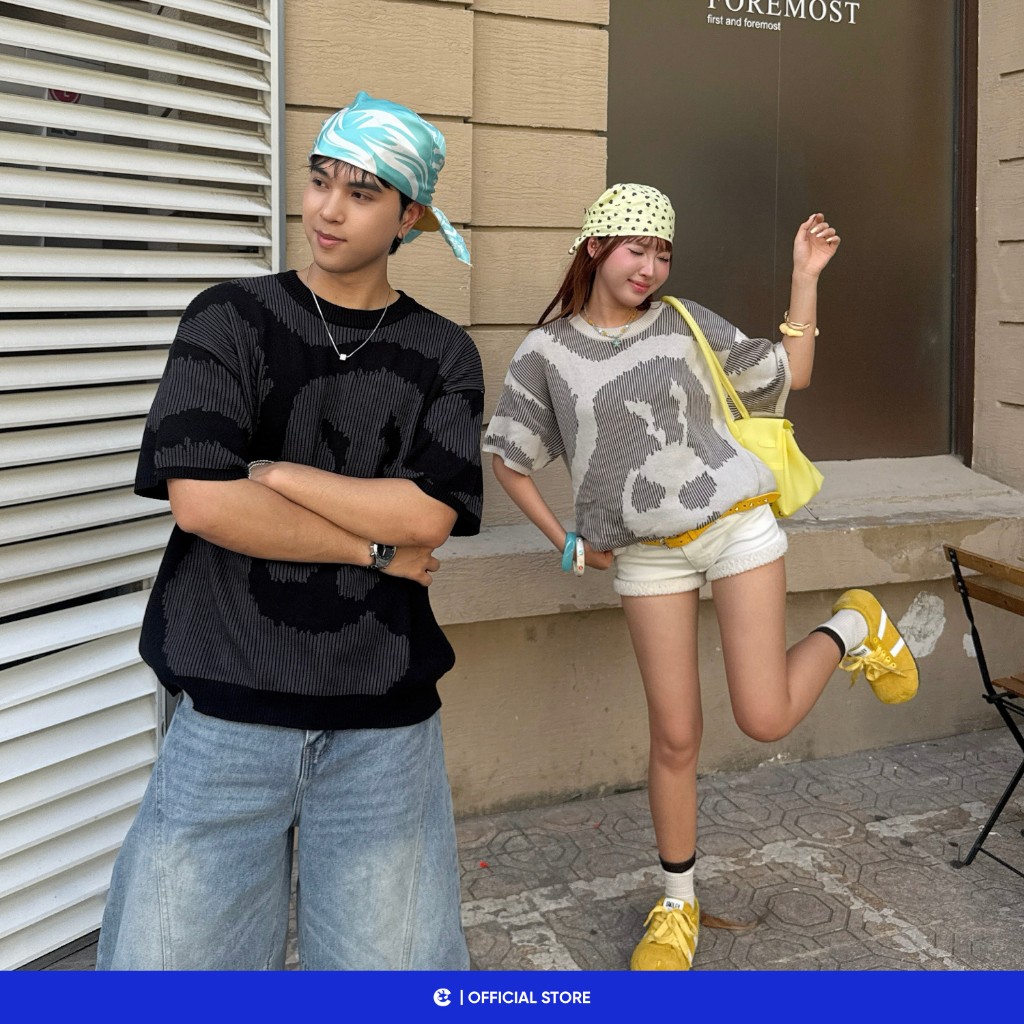 Áo thun len nam nữ ngắn tay Local Brand Chính Hãng City Cycle Áo thun Len Excited