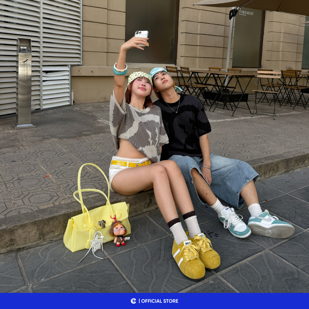 Áo thun len nam nữ ngắn tay Local Brand Chính Hãng City Cycle Áo thun Len Excited
