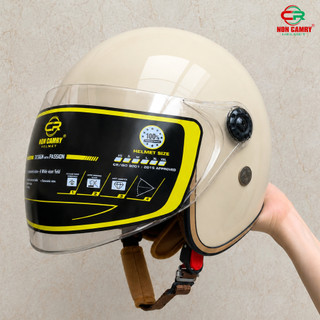 Mũ bảo hiểm 3/4 có kính dài chắn gió CAMRY HELMET, gọn nhẹ, nón bảo hiểm cho nam nữ kính dài cao cấp