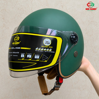 Mũ bảo hiểm 3/4 có kính dài chắn gió CAMRY HELMET, gọn nhẹ, nón bảo hiểm cho nam nữ kính dài cao cấp